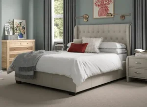 cream wing ottoman bed full - midland beds