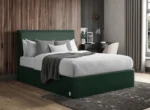 plain green plush ottoman bed left - midland