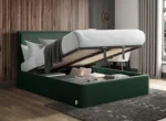 plain green plush ottoman bed storage-midland